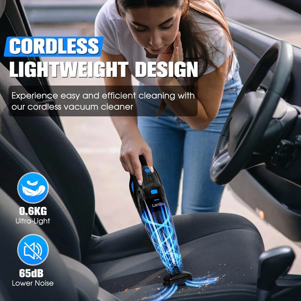 Wet and Dry Vacuum Cleaner for Cars 18000Pa Wireless Portable Cleaner with 2000mAh*2 Battery
