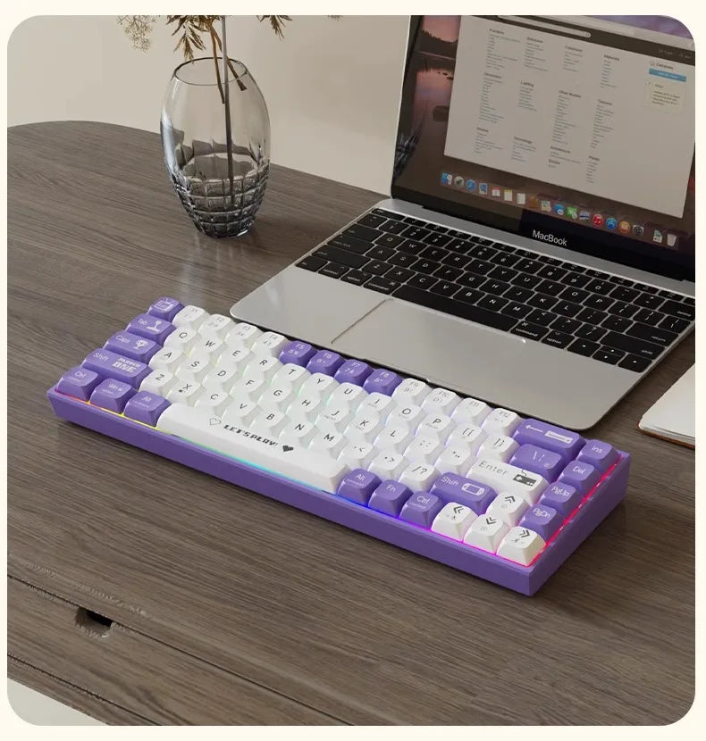AJAZZ AK680 E-sports Wired Mechanical Keyboard with Hot-swapable RGB Backlit Keyboard USB Type-C Interface for PC Gaming