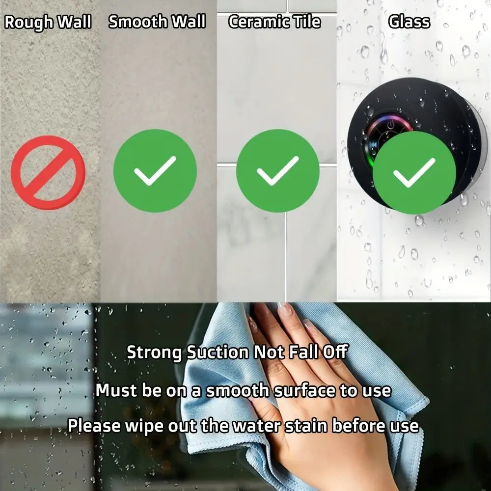IPX4 Waterproof Portable for BT Woofer USB Rechargeable with Suction Cup Remote Control for Home Usage