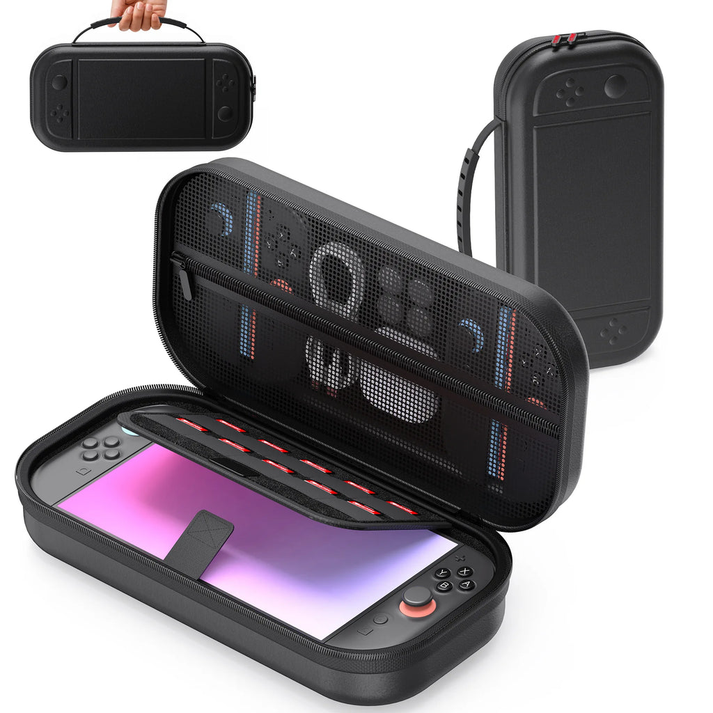 Switch 2 Carrying Case, Large Storage Bag for Console & Accessories - PU Leather Protective Pouch with High Capacity