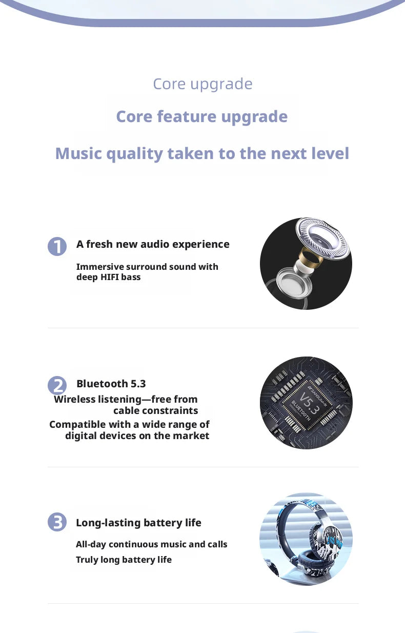 Cool Graffiti BT5.3 Dynamic Driver Headset Low Latency Surround Sound Foldable IPX4 Waterproof Universal for Mobile Phone