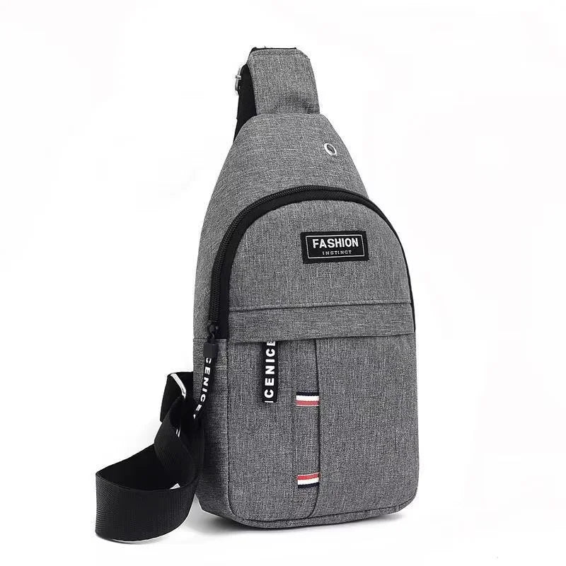 Custom Logo Anti-Theft Nylon School Chest Bags for Men Fashionable Crossbody Sling with USB Mobile Phone Features