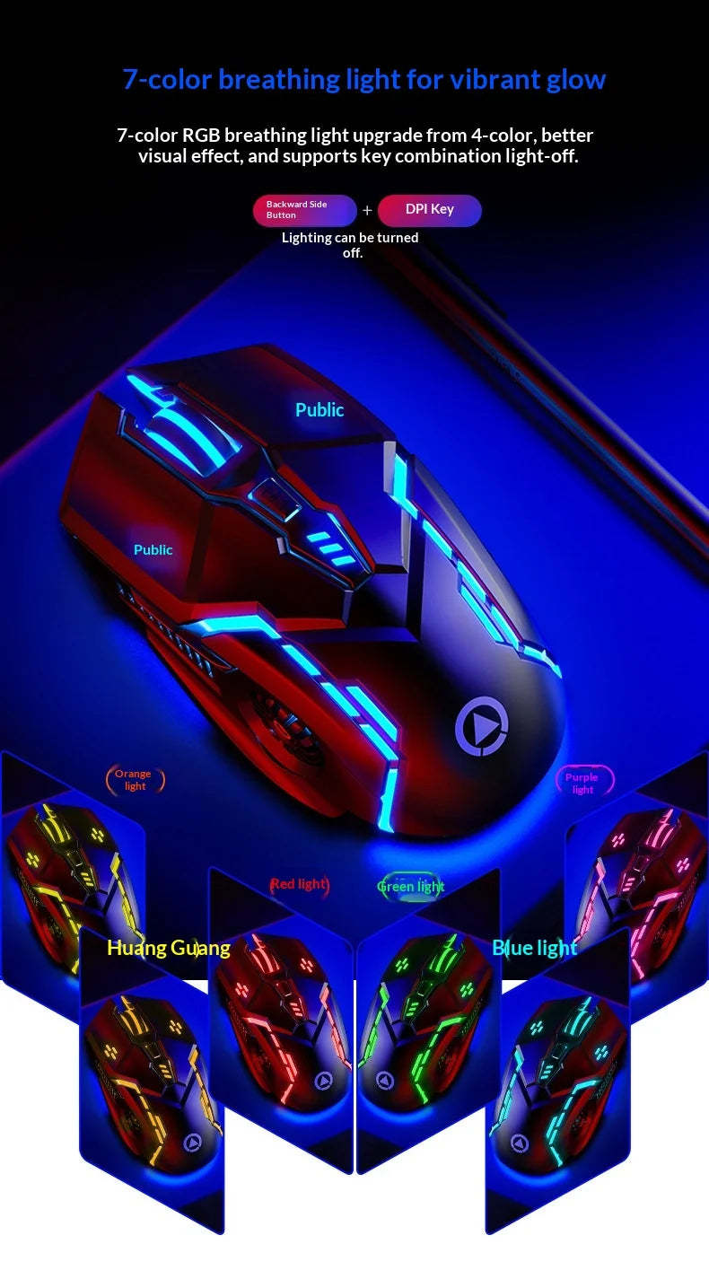 Silver Carving G5 USB Right-Handed Wired Gaming Mouse Luminous Logo Design 6 Buttons Ergonomic Laptop Computer Accessories