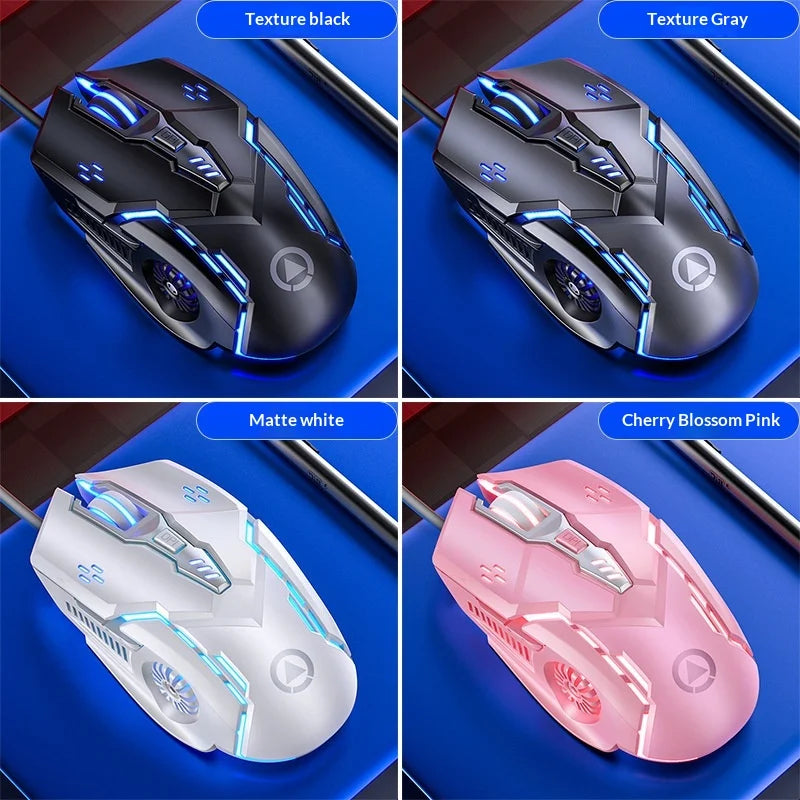 Silver Carving G5 USB Right-Handed Wired Gaming Mouse Luminous Logo Design 6 Buttons Ergonomic Laptop Computer Accessories
