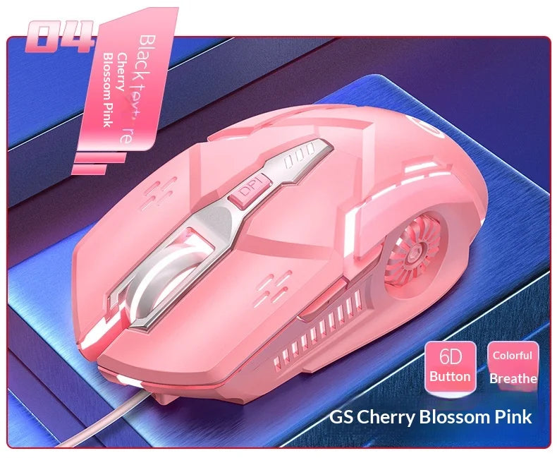 Silver Carving G5 USB Right-Handed Wired Gaming Mouse Luminous Logo Design 6 Buttons Ergonomic Laptop Computer Accessories