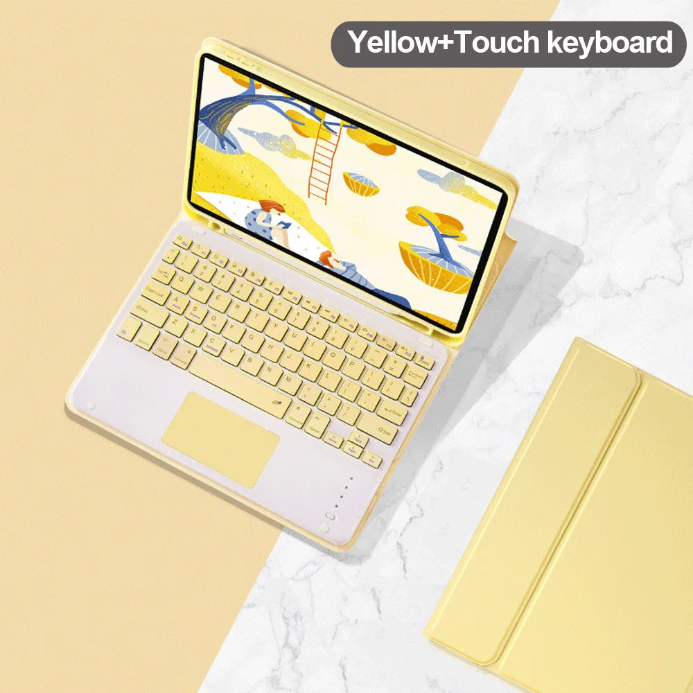 Shockproof Tablet Leather Case with Wireless Keyboard Touchpad Pen Slot Tablet Cover for iPad Pro 11" 2022/2021/2020/ Air13 2025