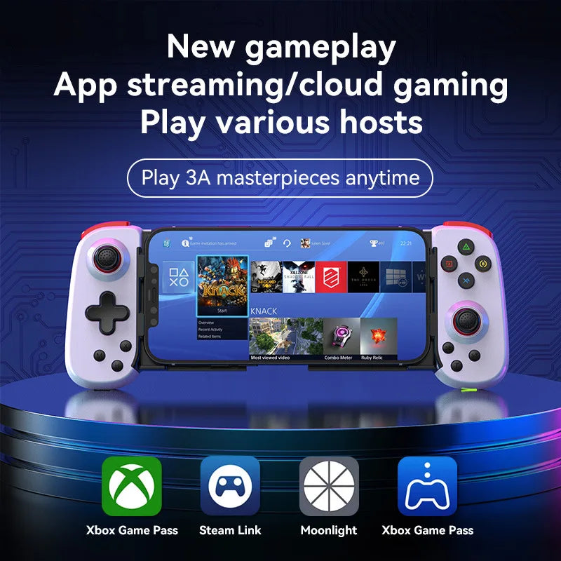 Stretchable Handle Wireless Game Controller with Vibration Motor Turbo Button Joystick for PC/Android/iPhone IOS Streaming-Slim