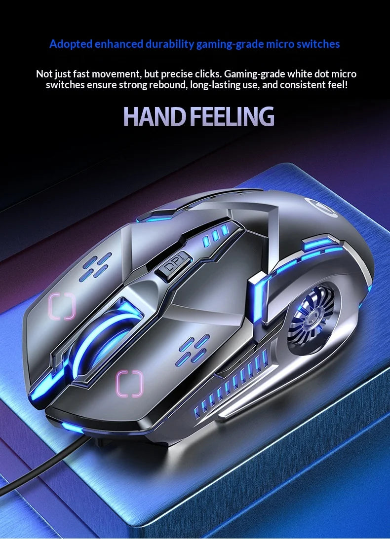 Silver Carving G5 USB Right-Handed Wired Gaming Mouse Luminous Logo Design 6 Buttons Ergonomic Laptop Computer Accessories