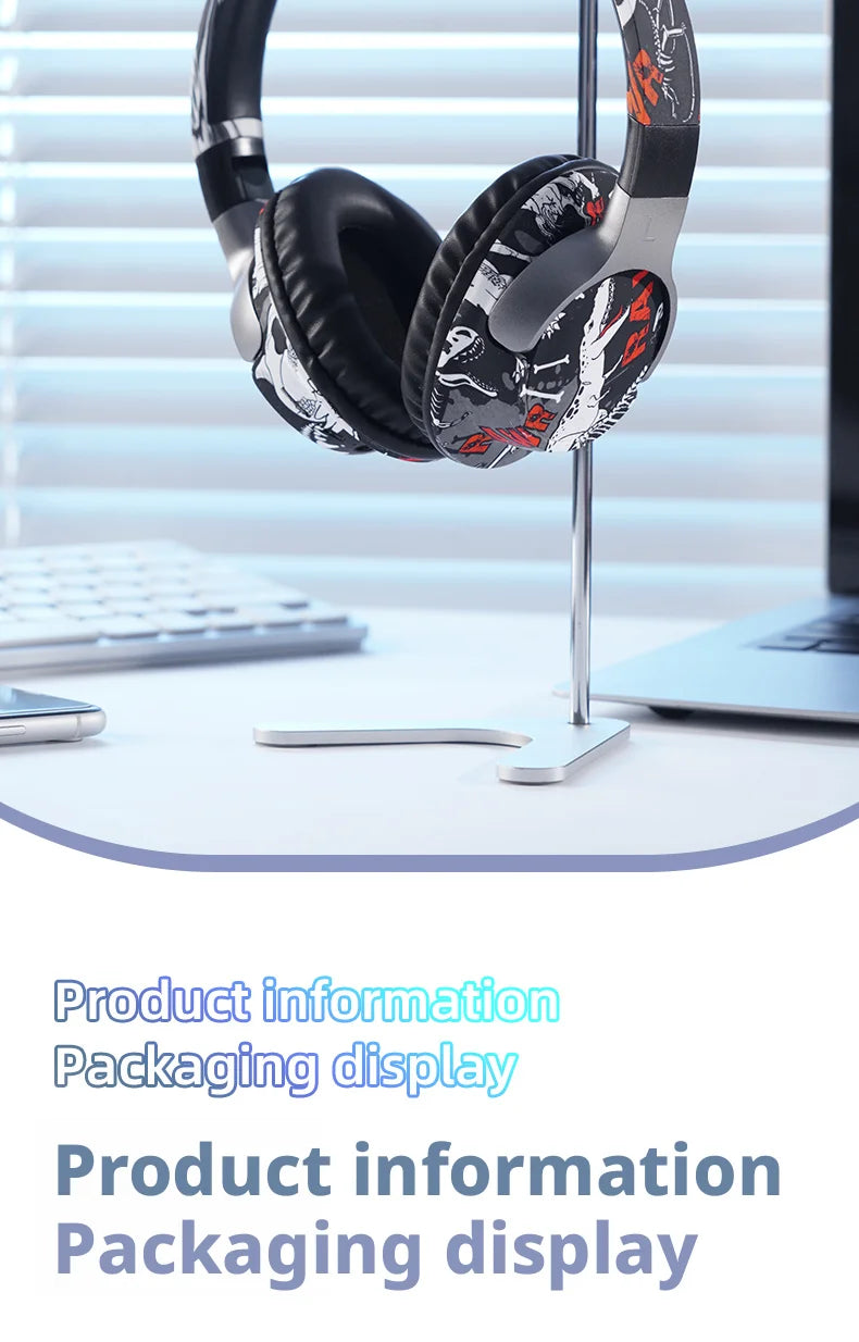 Cool Graffiti BT5.3 Dynamic Driver Headset Low Latency Surround Sound Foldable IPX4 Waterproof Universal for Mobile Phone