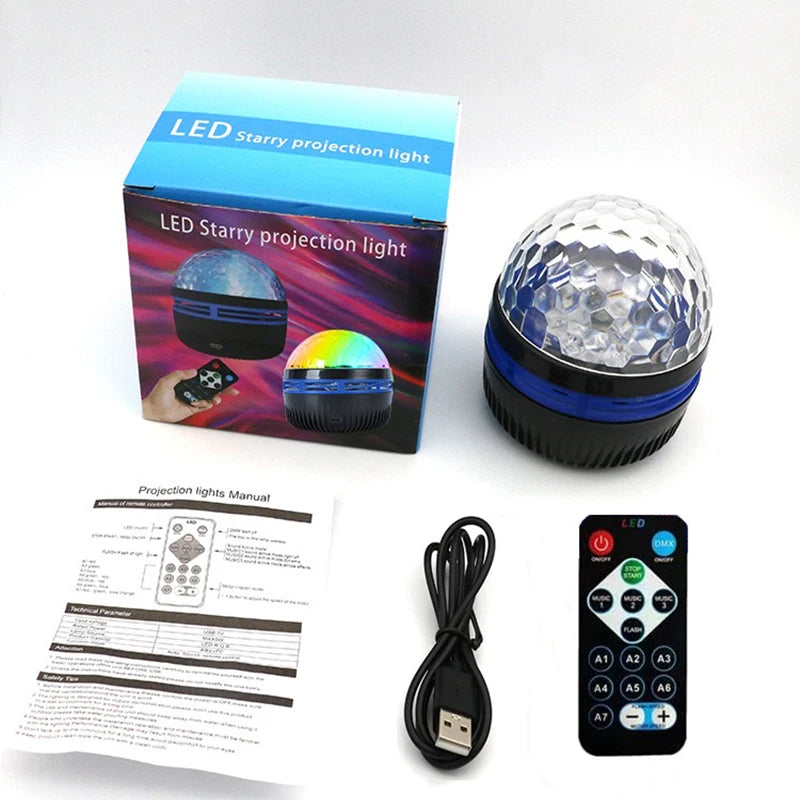 Crystal Rotation Battery-Powered Modern Metal LED Night Light with Mini Star Magic Ball Design for Home Decor