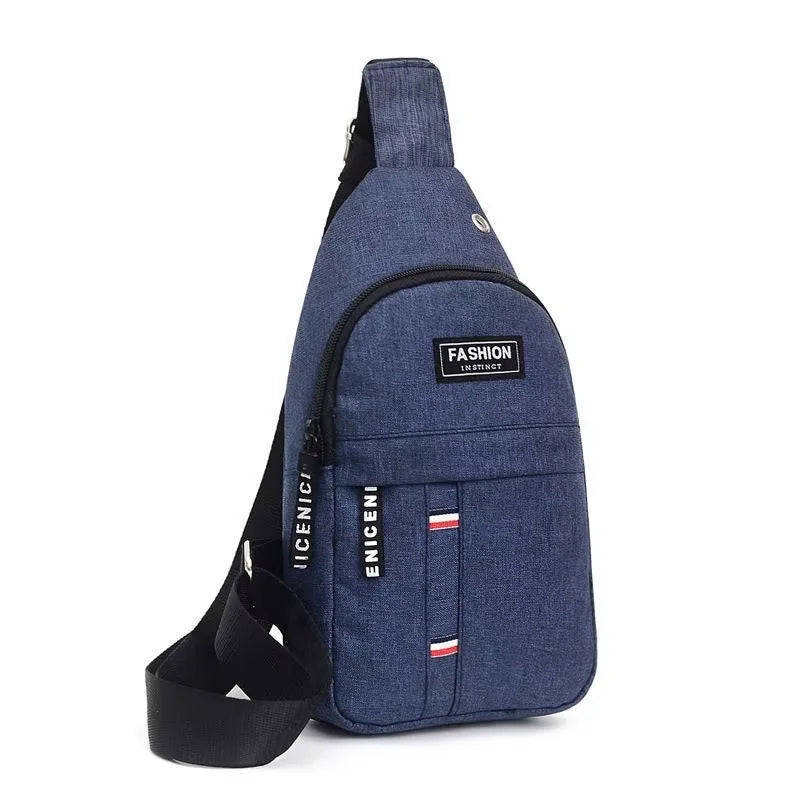 Custom Logo Anti-Theft Nylon School Chest Bags for Men Fashionable Crossbody Sling with USB Mobile Phone Features