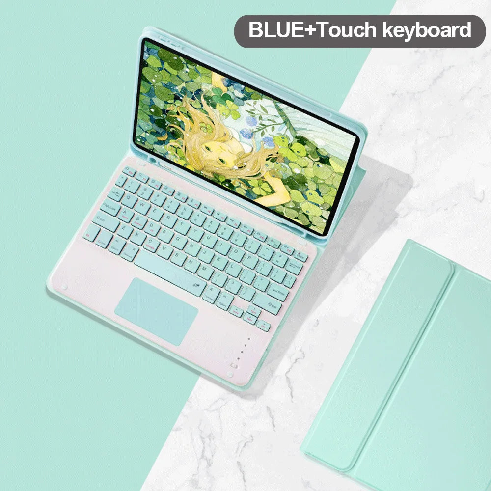 Shockproof Tablet Leather Case with Wireless Keyboard Touchpad Pen Slot Tablet Cover for iPad Pro 11" 2022/2021/2020/ Air13 2025