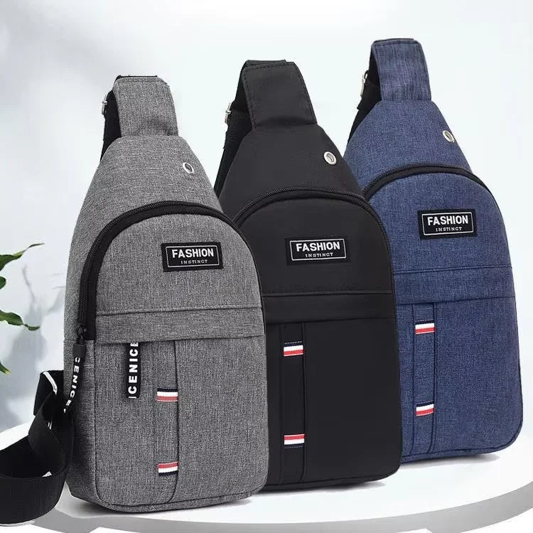 Custom Logo Anti-Theft Nylon School Chest Bags for Men Fashionable Crossbody Sling with USB Mobile Phone Features