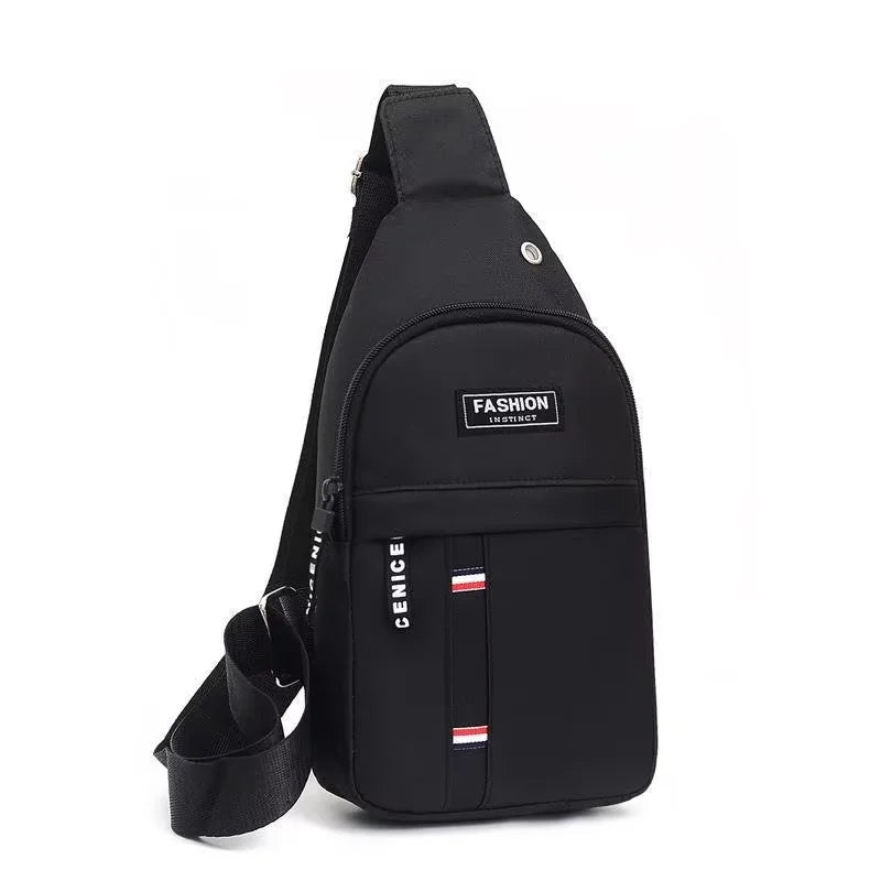 Custom Logo Anti-Theft Nylon School Chest Bags for Men Fashionable Crossbody Sling with USB Mobile Phone Features