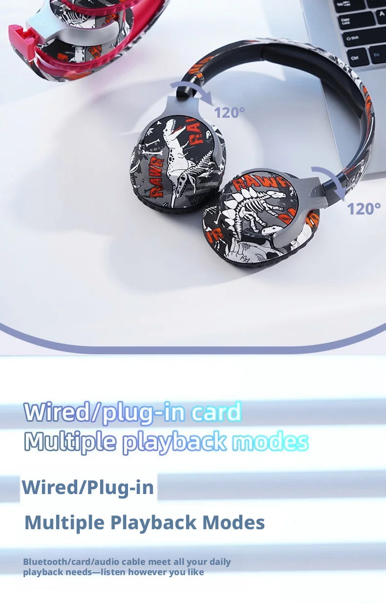 Cool Graffiti BT5.3 Dynamic Driver Headset Low Latency Surround Sound Foldable IPX4 Waterproof Universal for Mobile Phone
