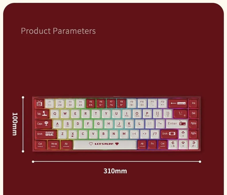 AJAZZ AK680 E-sports Wired Mechanical Keyboard with Hot-swapable RGB Backlit Keyboard USB Type-C Interface for PC Gaming