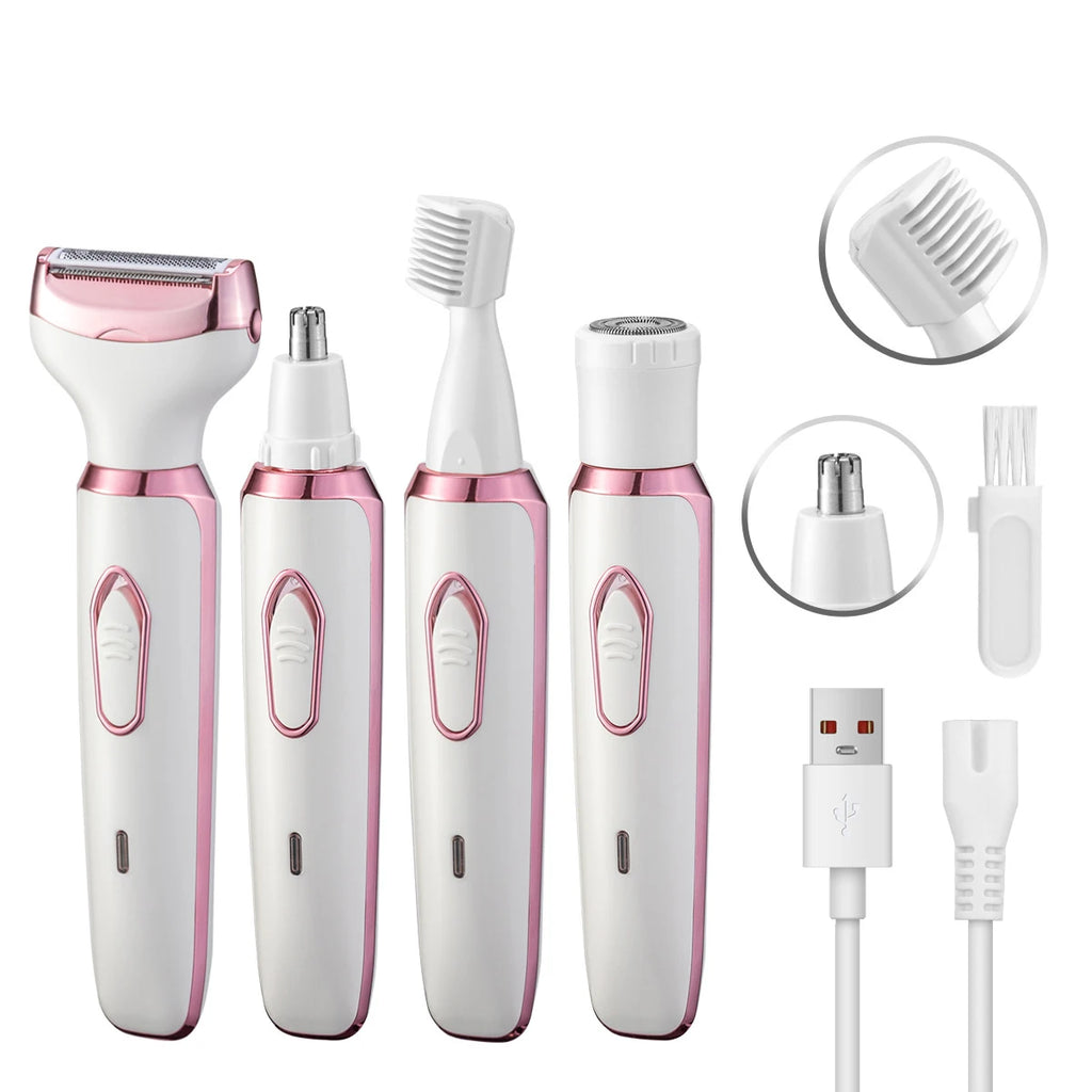 Female Multifunctional Electric Cleaning Set, USB Rechargeable, Suitable for Eyebrows, Nose, Face, Legs, Portable Design