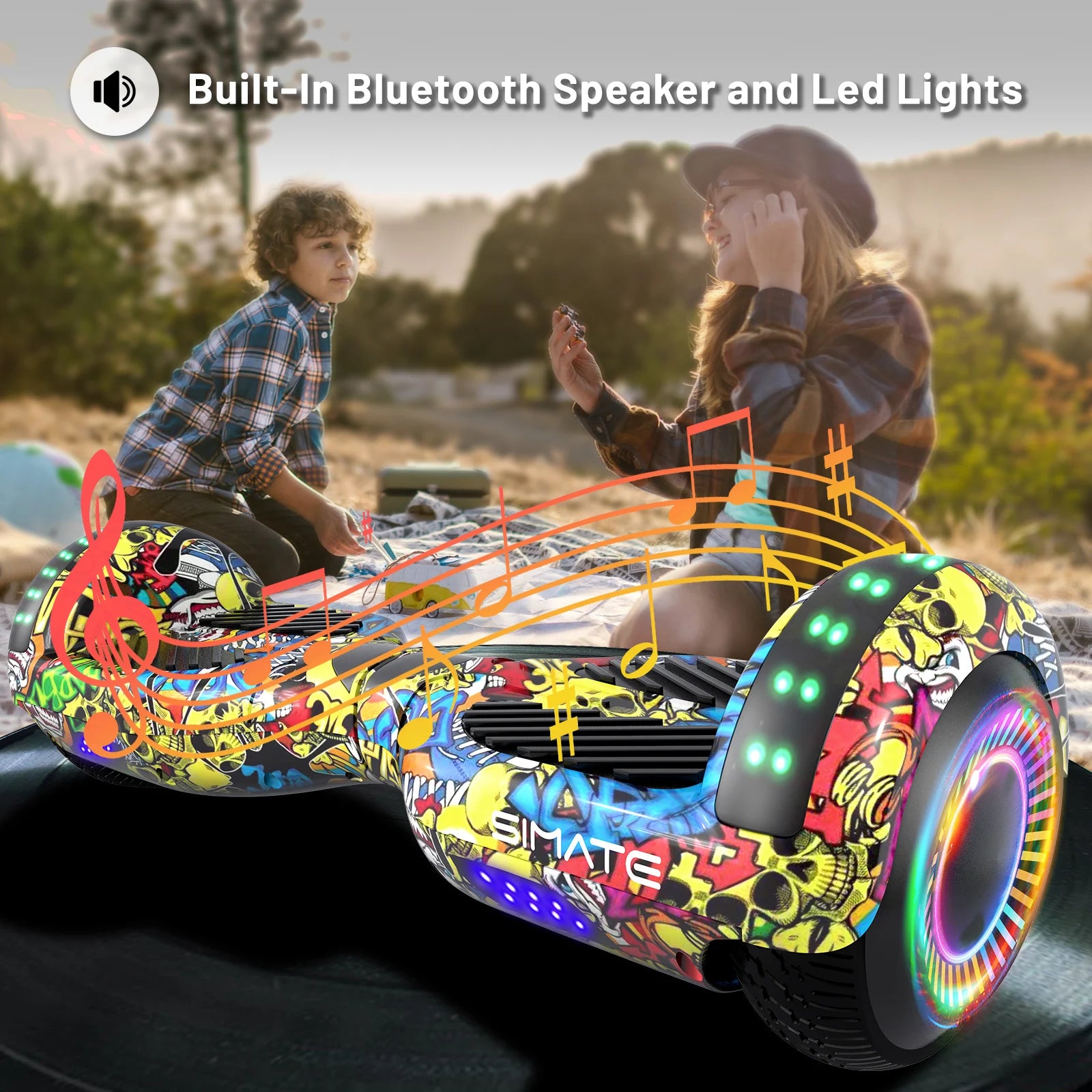 Hoverboard for Kids Ages 6-12, 6.5" Self Balancing Scooter, UL2272  Bluetooth Speaker,  Electric Hover Board Gift for Boys Girls