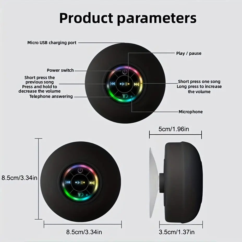 IPX4 Waterproof Portable for BT Woofer USB Rechargeable with Suction Cup Remote Control for Home Usage