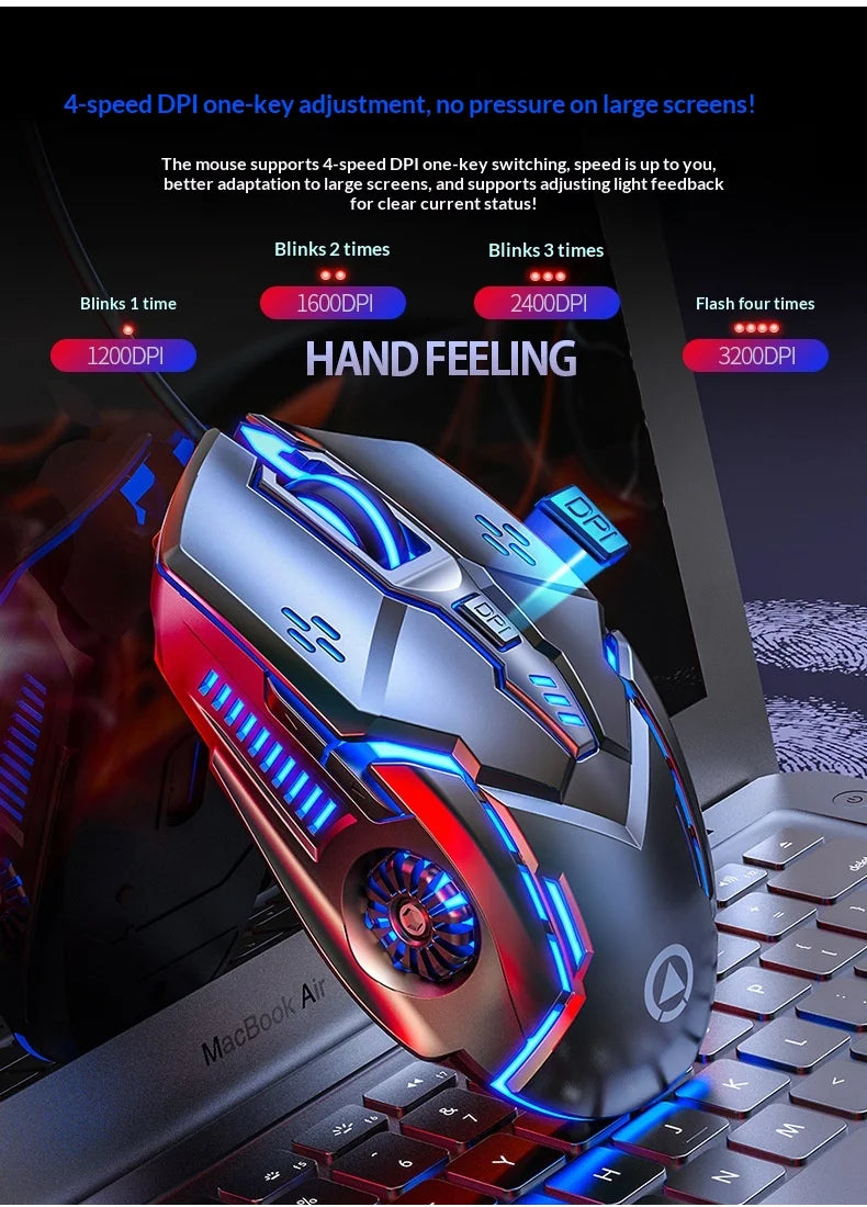 Silver Carving G5 USB Right-Handed Wired Gaming Mouse Luminous Logo Design 6 Buttons Ergonomic Laptop Computer Accessories