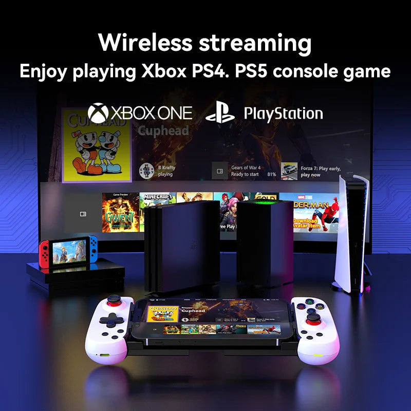 Stretchable Handle Wireless Game Controller with Vibration Motor Turbo Button Joystick for PC/Android/iPhone IOS Streaming-Slim