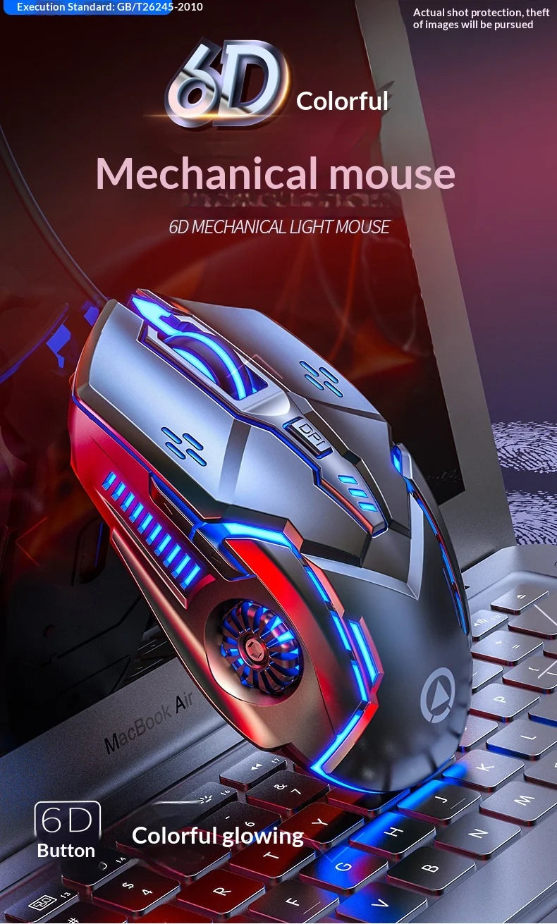 Silver Carving G5 USB Right-Handed Wired Gaming Mouse Luminous Logo Design 6 Buttons Ergonomic Laptop Computer Accessories