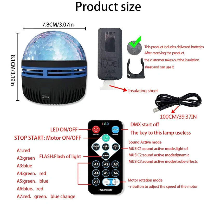 Crystal Rotation Battery-Powered Modern Metal LED Night Light with Mini Star Magic Ball Design for Home Decor