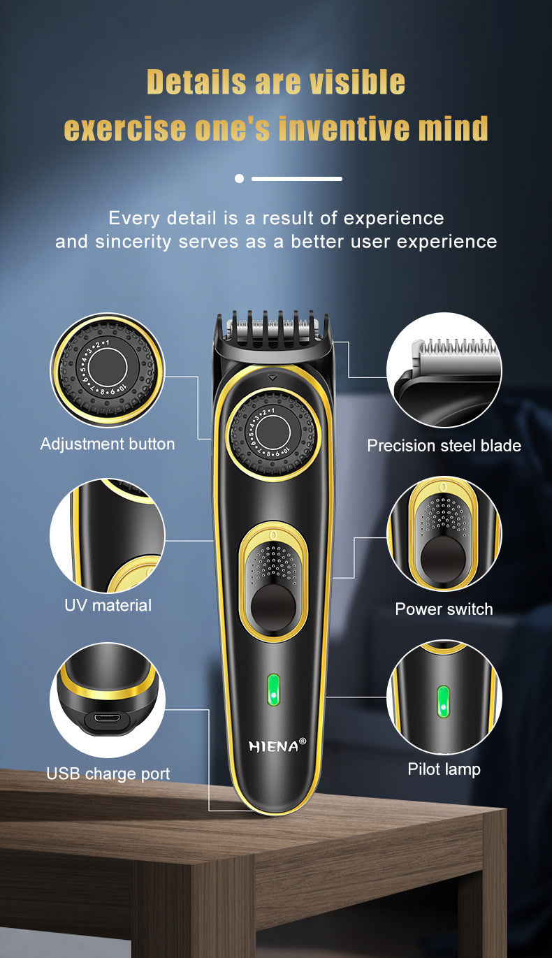 HIENA Electric Hair Clippers 10 Gear adjustable professional barber hair cutting machine Wet and Dry haircut Beard Trimmer Razor