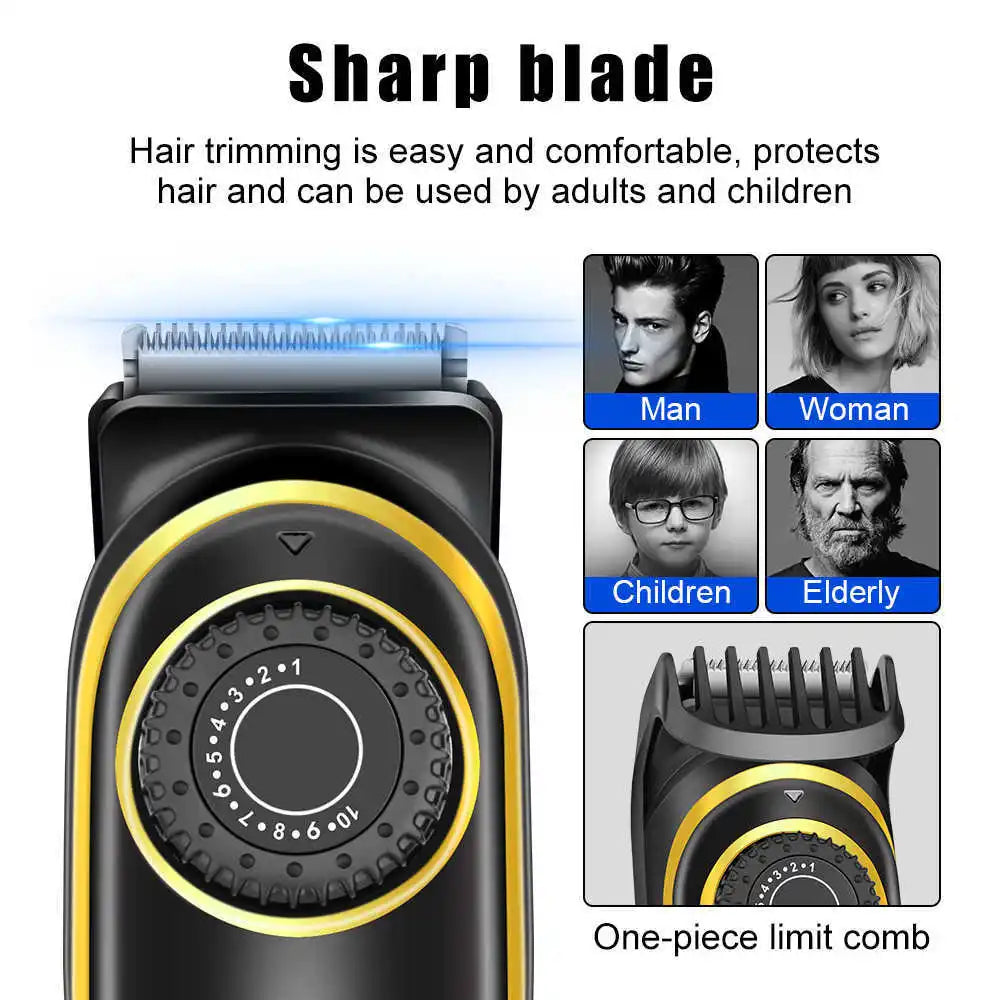 HIENA Electric Hair Clippers 10 Gear adjustable professional barber hair cutting machine Wet and Dry haircut Beard Trimmer Razor