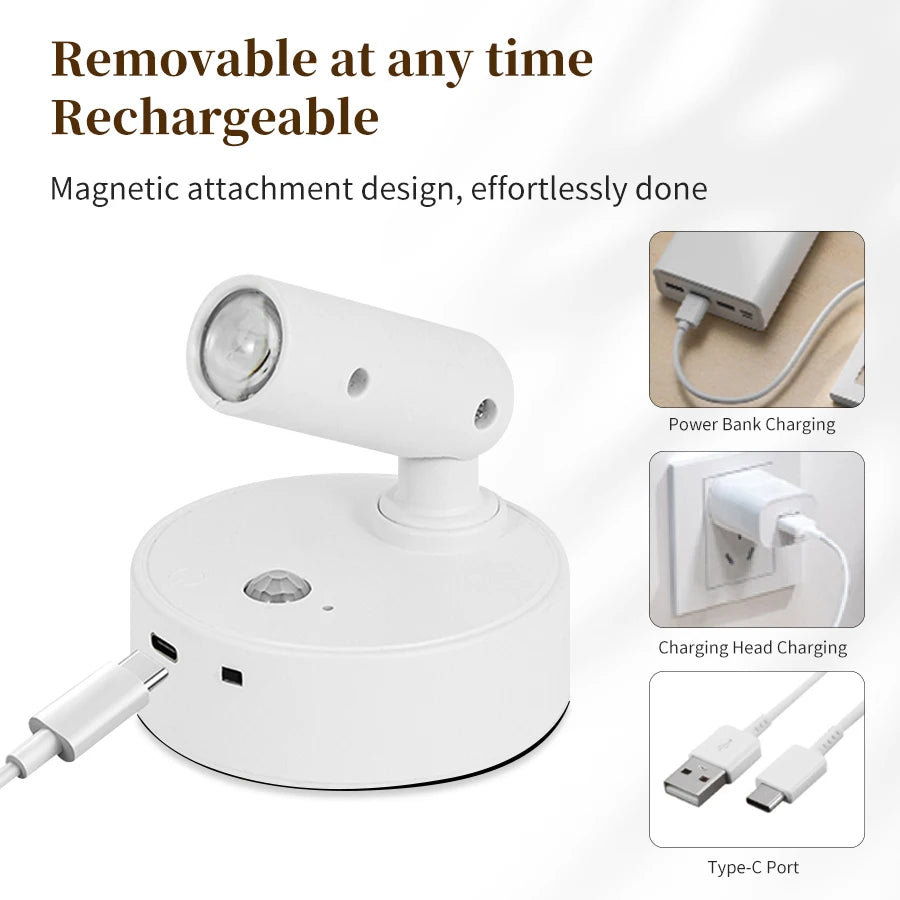 RGB Magnetic Wall Lamp Rotatable Spotlight 3Colors Touch Dimmable with Remote Control Rechargeable Motion Sensor LED Night Light
