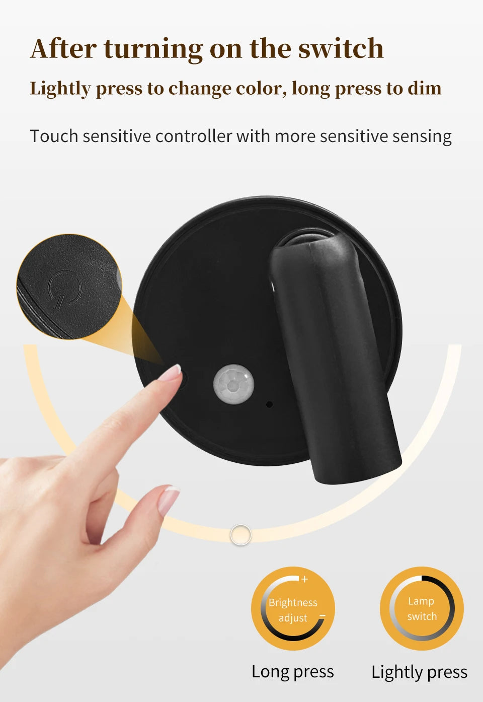 RGB Magnetic Wall Lamp Rotatable Spotlight 3Colors Touch Dimmable with Remote Control Rechargeable Motion Sensor LED Night Light