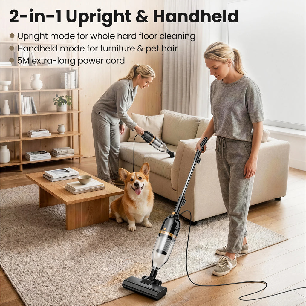 INSE R7 Corded Vacuum Cleaner, 20Kpa 600WPowerful Suction Handheld Stick Vacuum With 16Ft Cord, 2 in 1 Lightweight Vacuum Cleaner for Hard Floor Pet Hair