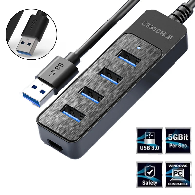 USB 3.0 HUB 4 Port Multi USB 3.0 Splitter Hub With USB C Charging Port Power Adapter Multiple Type C Expander Dock For Laptop PC