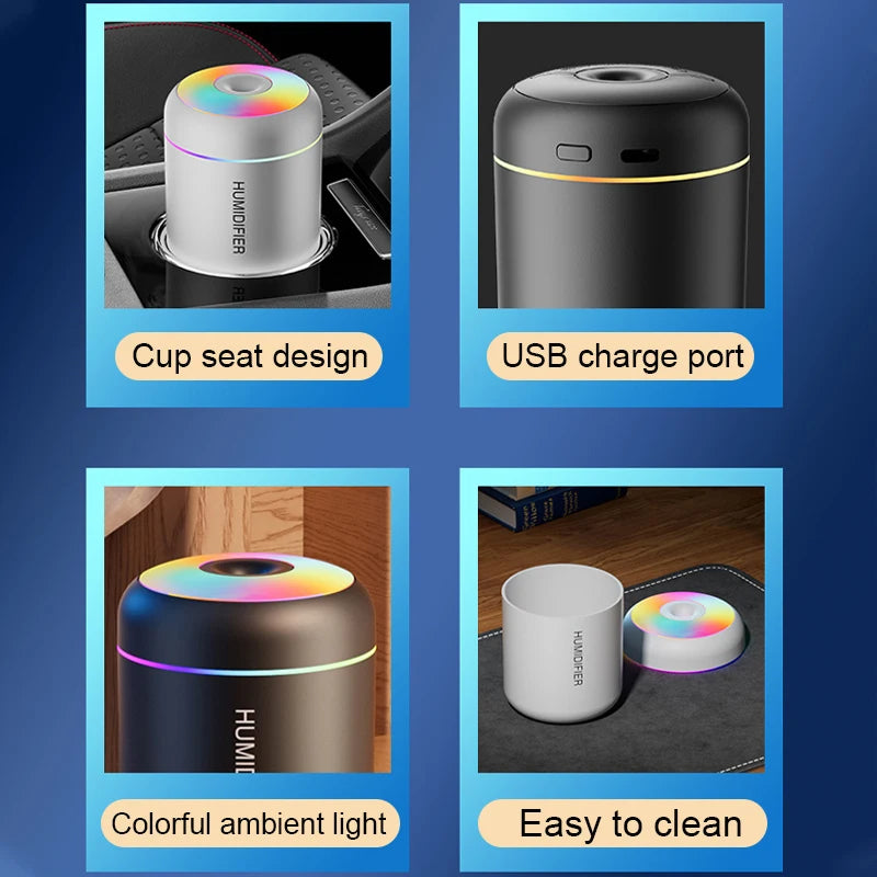 180ML Mini Air Humidifier USB Electric Aroma Diffuser Essential Oil Purifier Aromatherapy Mist Maker Lights For Car Home Bedroom