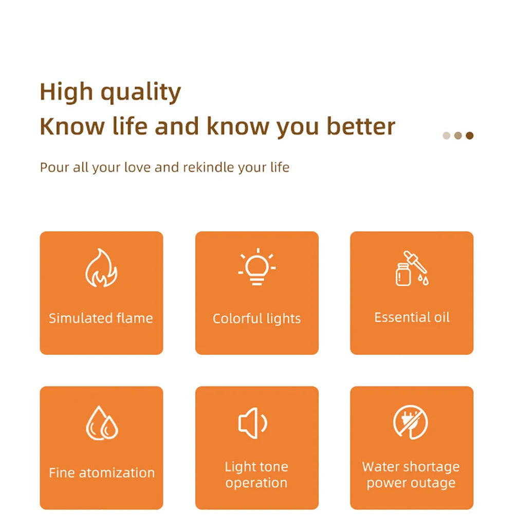 Aroma Humidifier Mini Air Humidifier for Home Bedroom Flame Essential Oils Diffuser Desktop Fragrance Diffuser with Night Light