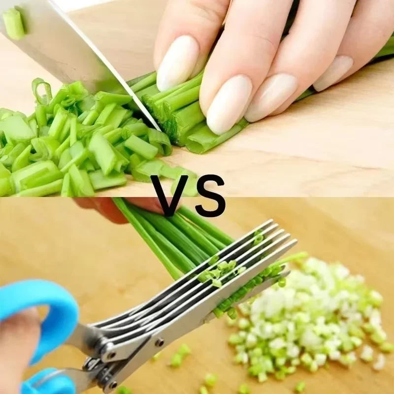 Multipurpose Cutting Shears with Stainless Steel 3/5 Layer Herb Stripper Kitchen Scissors Pepper Herb Scissors Shredded Chopped