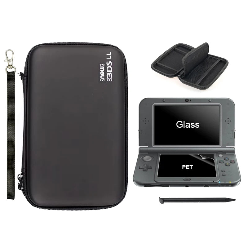 Portable Hard Pouch Bag Case for New 3DS XL/LL Console Includes Carrying Case Stylus Pen and Screen Protectors Accessories Kit