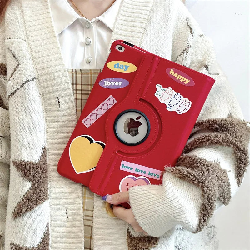 Case for iPad Pro 12.9 iPad Cover 2015/2017/2018/2020/2021/2022 360 Rotating Case iPad Pro 3rd 4th 5th Gen 11"inch Funda+Sticker