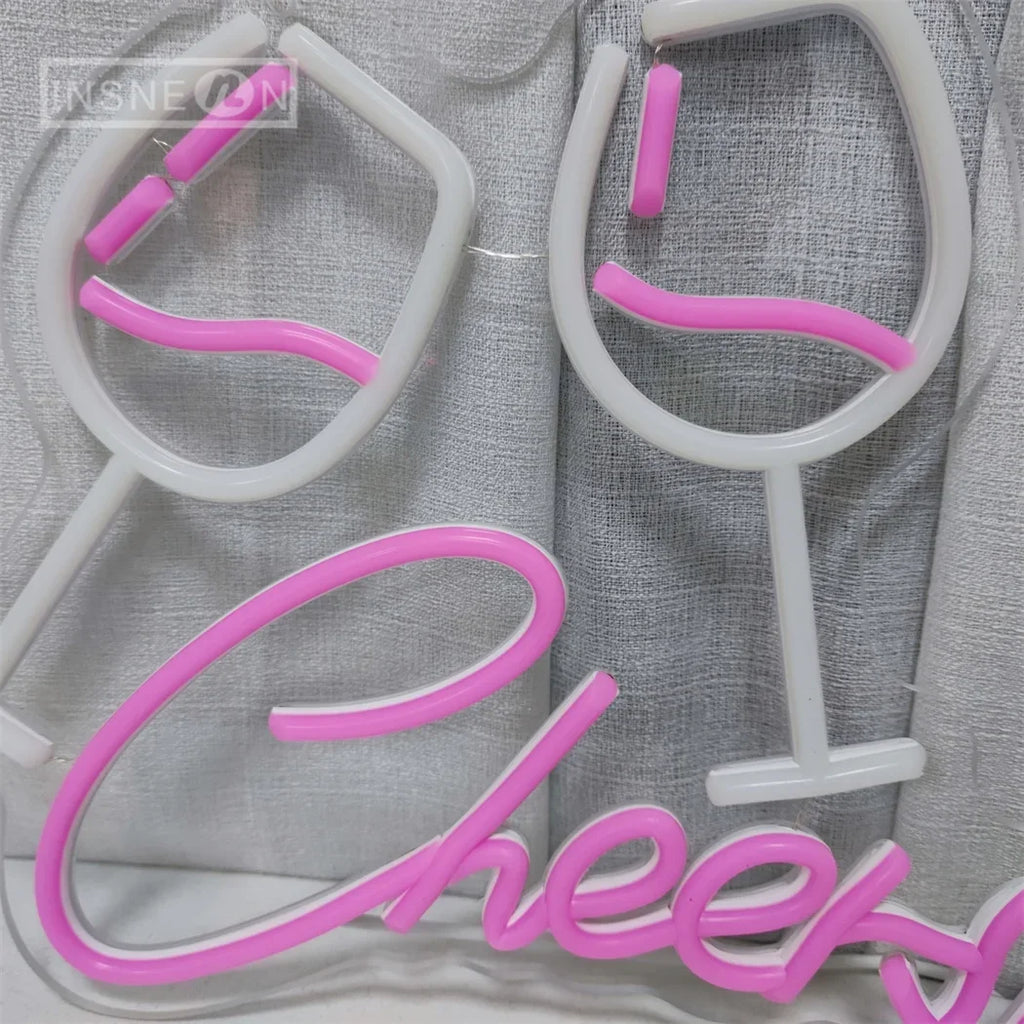 Cheers Goblet Led Neon Sign Usb Powered Pink Wall Light For Beer Bars Clubs Caves Weddings Birthdays Neon Sign Lights Room Decor