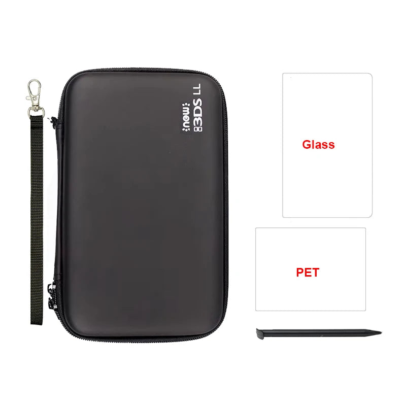 Portable Hard Pouch Bag Case for New 3DS XL/LL Console Includes Carrying Case Stylus Pen and Screen Protectors Accessories Kit