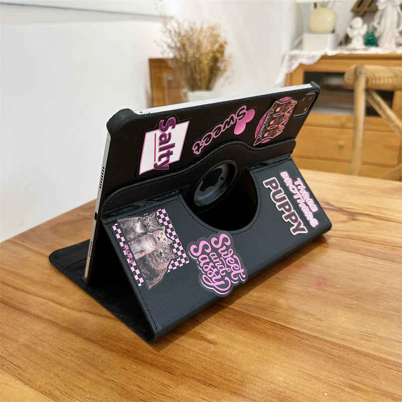 Case for iPad Pro 12.9 iPad Cover 2015/2017/2018/2020/2021/2022 360 Rotating Case iPad Pro 3rd 4th 5th Gen 11"inch Funda+Sticker
