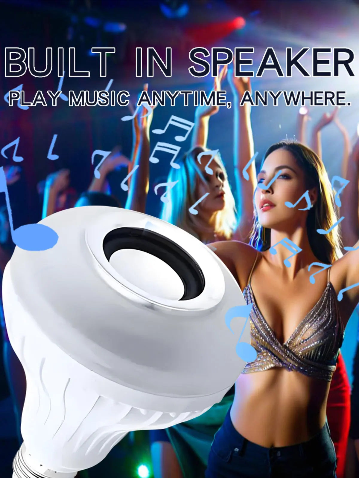 RGB Smart Bluetooth Speaker Music Bulb Colorful Stage Light Bulb With Remote Control E27  Led Dimmable Bulb For Home Party