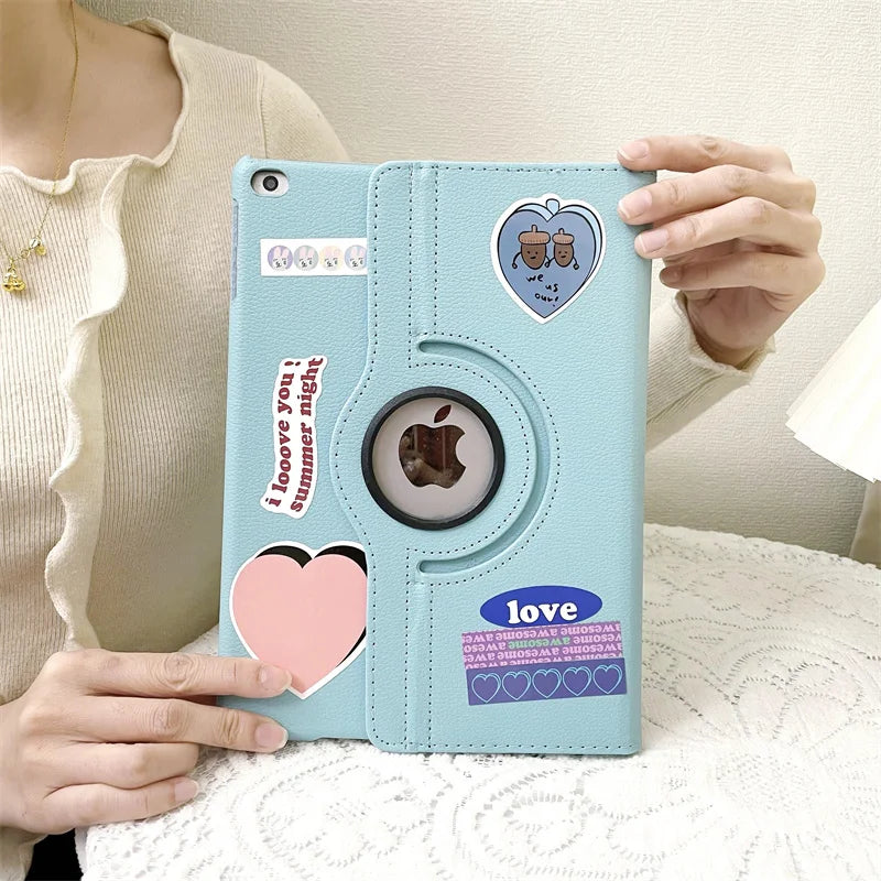 Case for iPad Pro 12.9 iPad Cover 2015/2017/2018/2020/2021/2022 360 Rotating Case iPad Pro 3rd 4th 5th Gen 11"inch Funda+Sticker