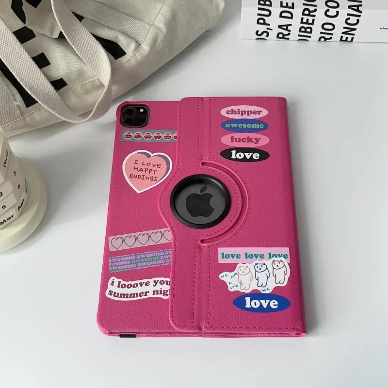 Case for iPad Pro 12.9 iPad Cover 2015/2017/2018/2020/2021/2022 360 Rotating Case iPad Pro 3rd 4th 5th Gen 11"inch Funda+Sticker