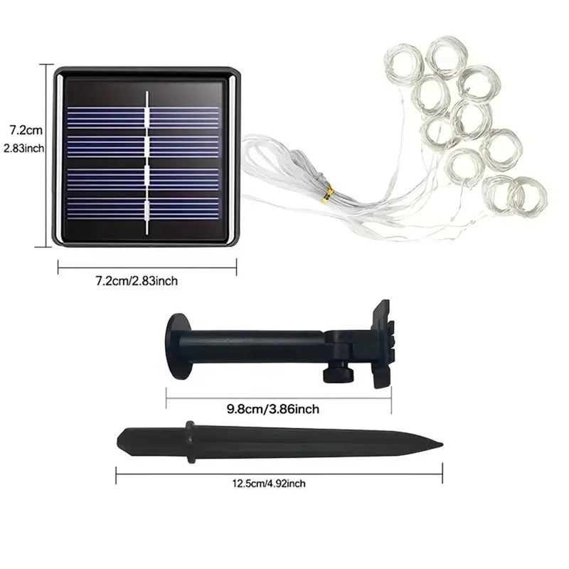 Solar LED Curtain Light Outdoor Garland Solar Fairy String Light Pavilion Garden Party Holiday Christmas Decor Copper Wire Lamps