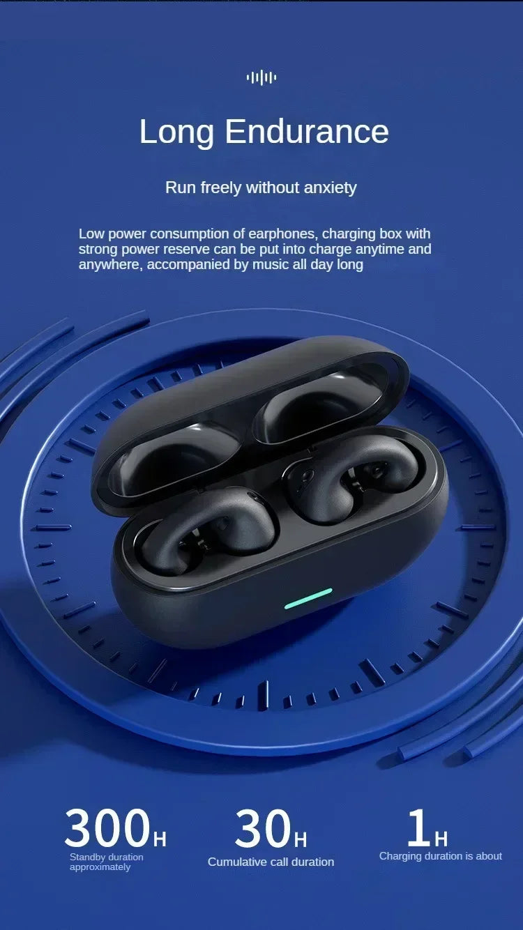 T75 Wireless Bluetooth 5.3 Bone Conduction Headphones Clip Ear Music Noise Canceling Headset HD Call Sports Gaming Earphone