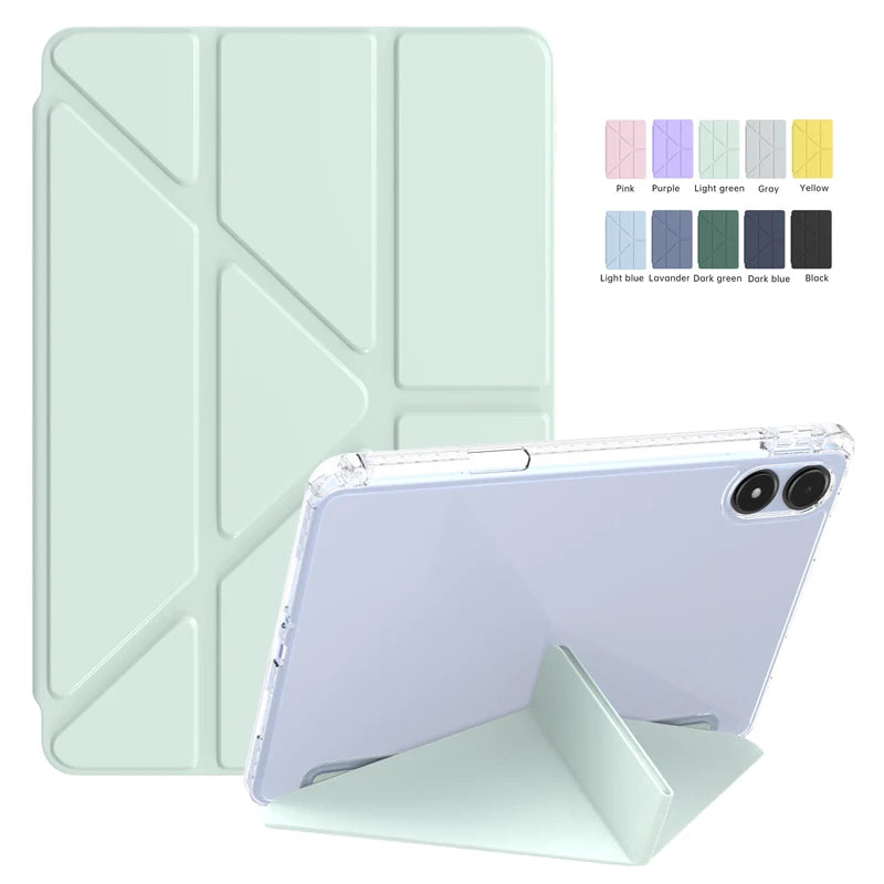 Clear Multi-Folding Tablet Cover For Redmi Pad Pro Case 12.1 with Pencil Holder Funda For Redmi Pad Pro Poco Pad 12 1 2024 Case