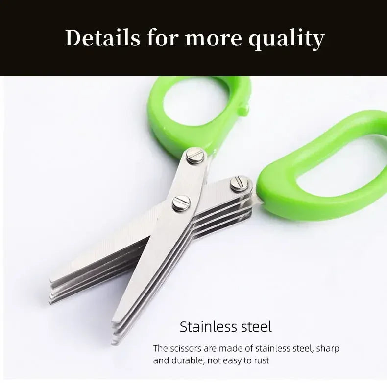 Multipurpose Cutting Shears with Stainless Steel 3/5 Layer Herb Stripper Kitchen Scissors Pepper Herb Scissors Shredded Chopped