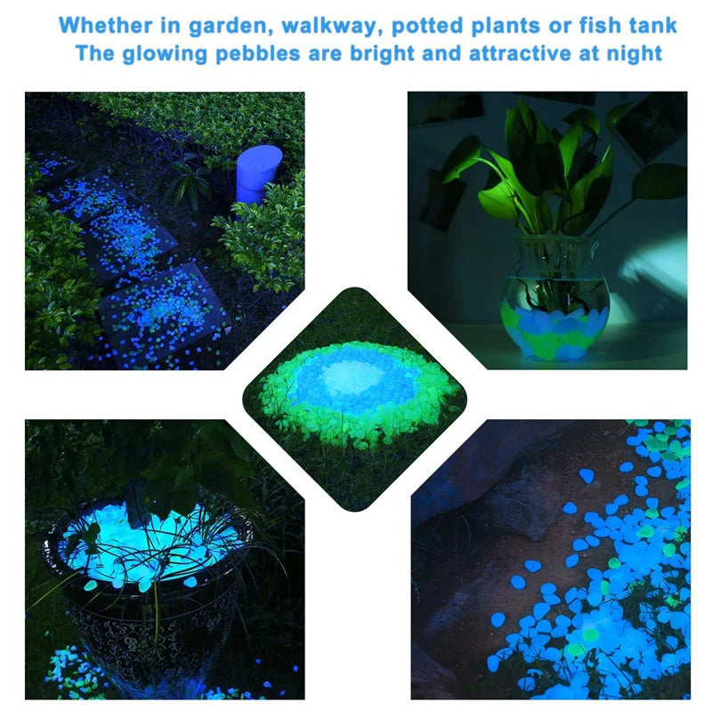 50Pcs Glow in the Dark Garden Pebbles For Sidewalk Garden Terrace Lawn Garden Patio Fish Tank Aquarium Decoration Glow Stone