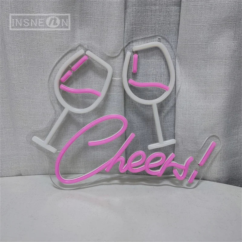 Cheers Goblet Led Neon Sign Usb Powered Pink Wall Light For Beer Bars Clubs Caves Weddings Birthdays Neon Sign Lights Room Decor